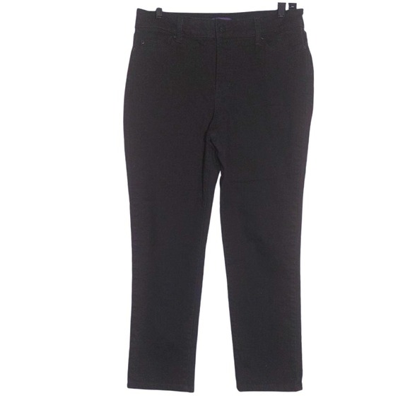 NYDJ Women's High Rise Stretch Straight Leg Ankle Jeans Black Size 12 EUC - Picture 3 of 12